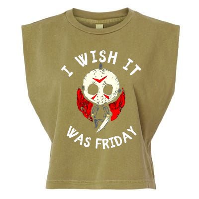 I Wish It Was Friday Funny Halloween Scary Holiday Garment-Dyed Women's Muscle Tee