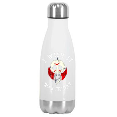 I Wish It Was Friday Funny Halloween Scary Holiday Stainless Steel Insulated Water Bottle