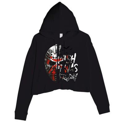 I Wish It Was Friday Jason I Wish It Was Friday Jason Horror Halloween Crop Fleece Hoodie