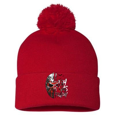 I Wish It Was Friday Jason I Wish It Was Friday Jason Horror Halloween Pom Pom 12in Knit Beanie