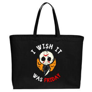 I Wish It Was Friday Funny Scary Friday Halloween Movie Cotton Canvas Jumbo Tote