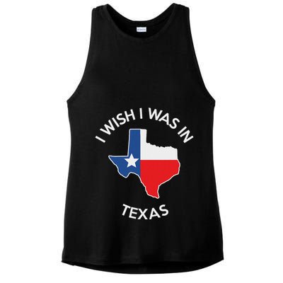 I Wish I Was In Texas Funny Texas Ladies PosiCharge Tri-Blend Wicking Tank