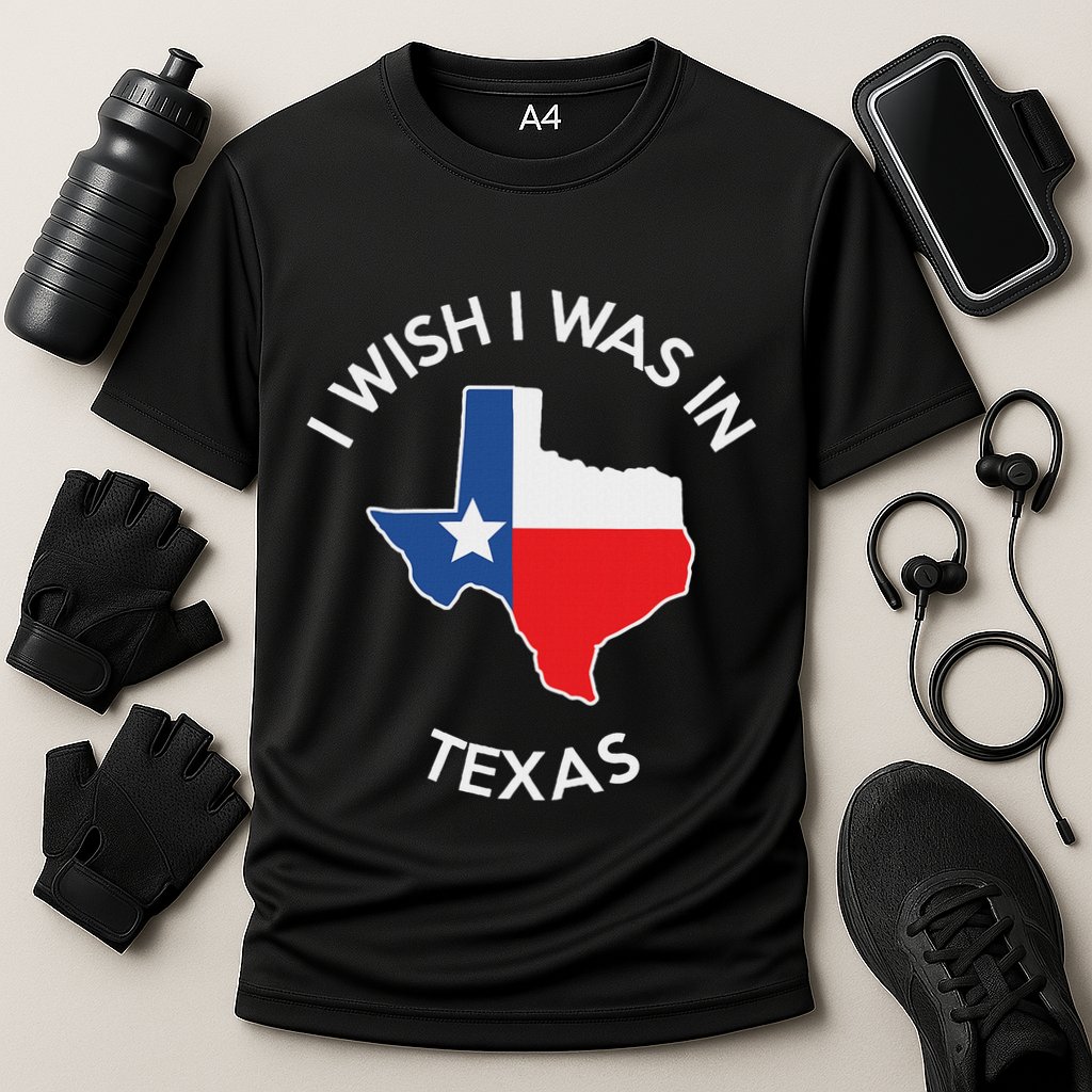 I Wish I Was In Texas Funny Texas Cooling Performance Crew T-Shirt