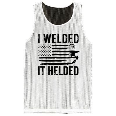 I Welded It Helded Funny Welder American Flag Welding Dad Mesh Reversible Basketball Jersey Tank