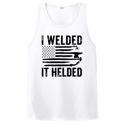 I Welded It Helded Funny Welder American Flag Welding Dad PosiCharge Competitor Tank