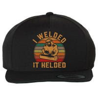 I Welded It Helded Welder Gift Fun Retro Welding Silhouette Wool Snapback Cap