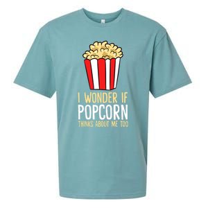 I Wonder If Popcorn Thinks About Me Too Popcorn Lover Sueded Cloud Jersey T-Shirt