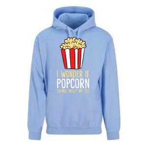 I Wonder If Popcorn Thinks About Me Too Popcorn Lover Unisex Surf Hoodie