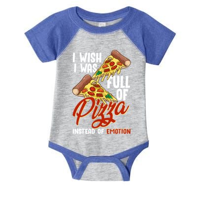 I Wish I Was Full Of Pizza Instead Of Emotion Food Humor Cute Gift Infant Baby Jersey Bodysuit