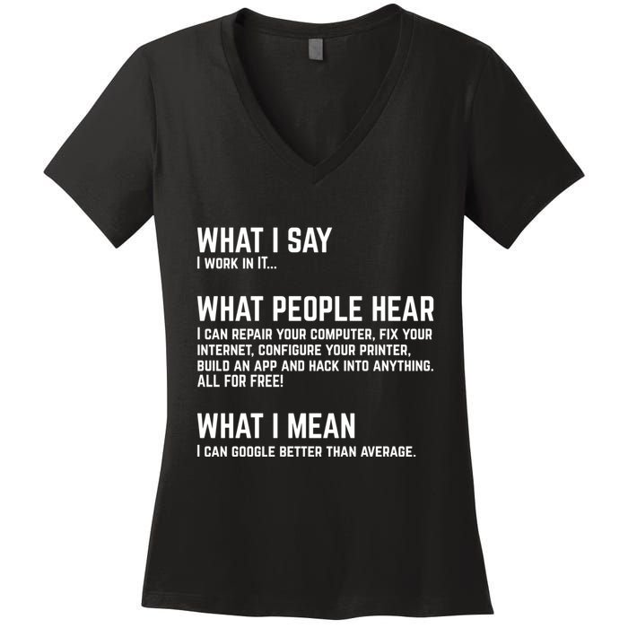 I Work In It... Funny Computer Women's V-Neck T-Shirt