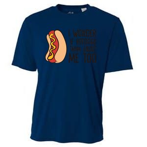 I Wonder If Hotdogs Think About Me Too Funny Hot Dog Cooling Performance Crew T-Shirt