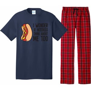 I Wonder If Hotdogs Think About Me Too Funny Hot Dog Pajama Set