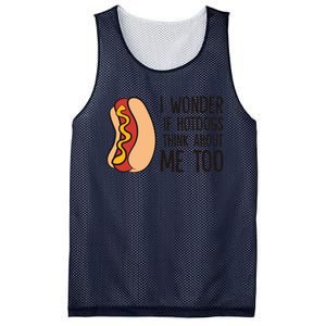 I Wonder If Hotdogs Think About Me Too Funny Hot Dog Mesh Reversible Basketball Jersey Tank