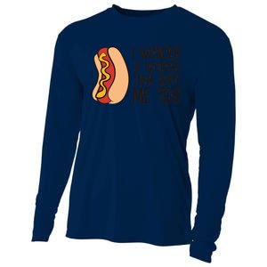 I Wonder If Hotdogs Think About Me Too Funny Hot Dog Cooling Performance Long Sleeve Crew