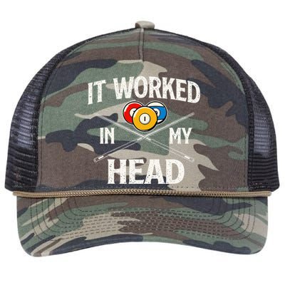 It Worked In My Head Billiard Pool Player Sports Lover Retro Rope Trucker Hat Cap