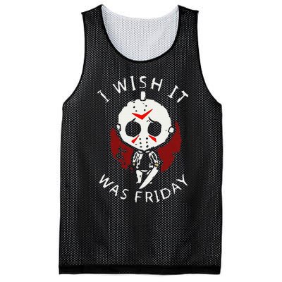 I Wish It Was Friday Funny Halloween Scary Holiday Horror Mesh Reversible Basketball Jersey Tank