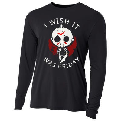 I Wish It Was Friday Funny Halloween Scary Holiday Horror Cooling Performance Long Sleeve Crew