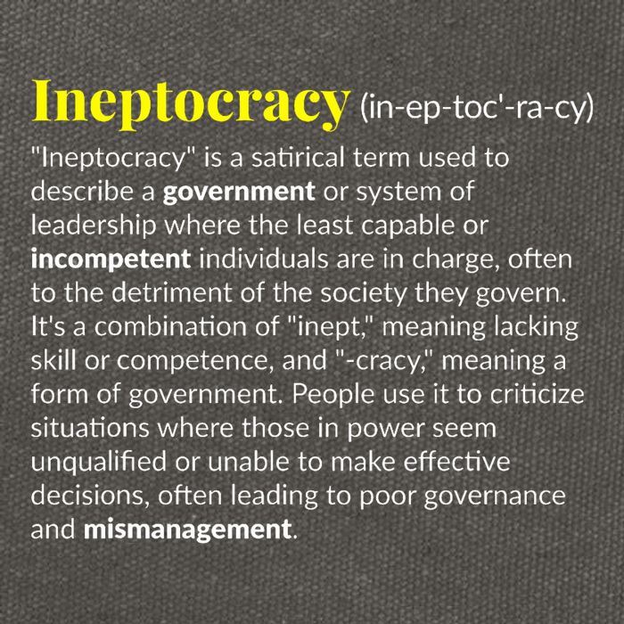 Ineptocracy Where Incompetence Is King Cotton Canvas Backpack