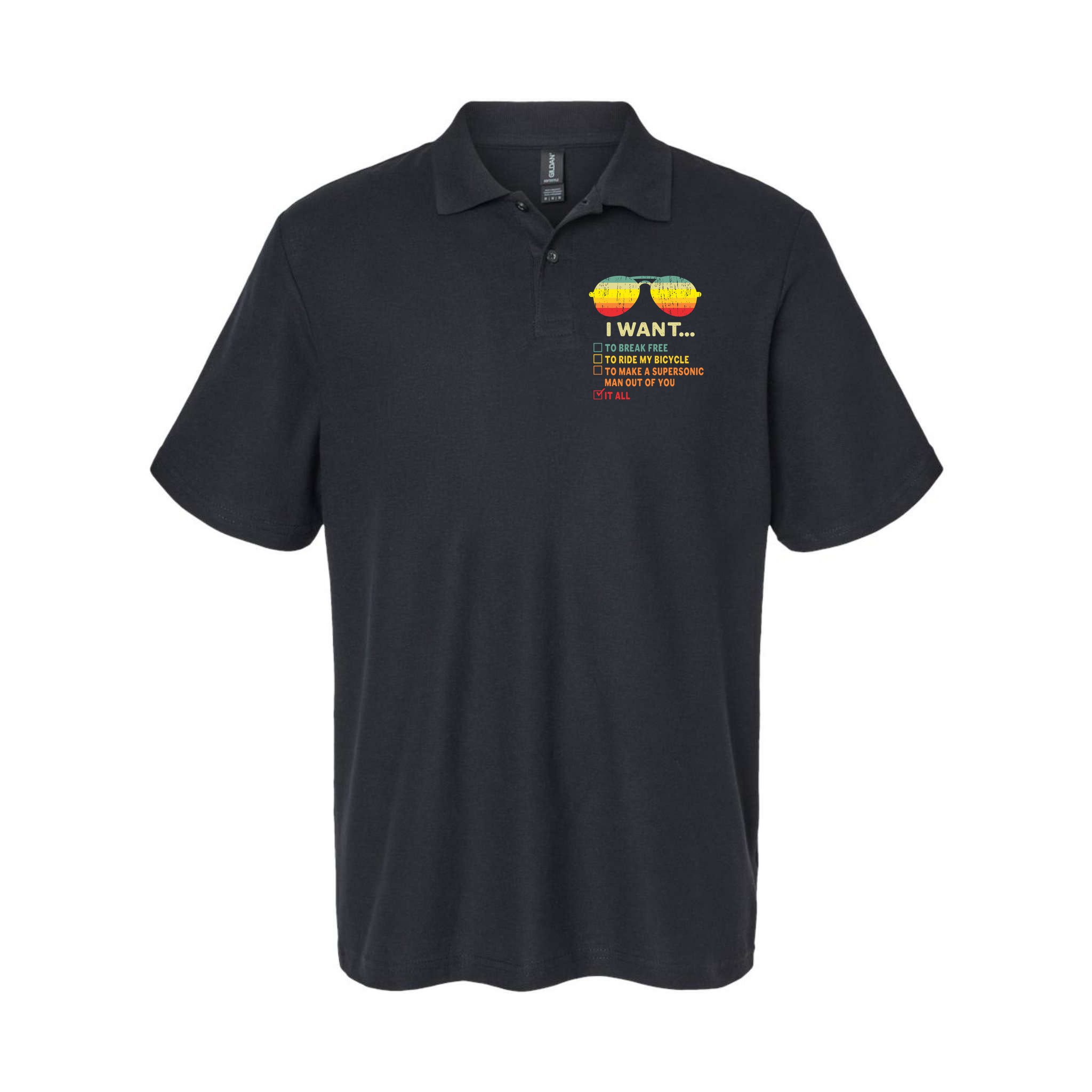 I Want It All To Break Free Ride My Bicycle Funny Polo