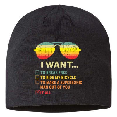 I Want It All To Break Free Ride My Bicycle Funny Sustainable Beanie