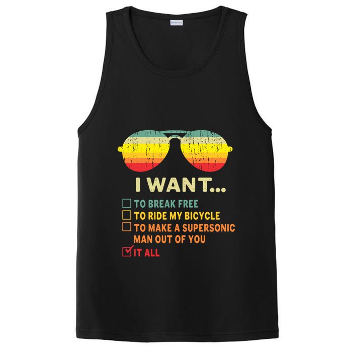 I Want It All To Break Free Ride My Bicycle Funny PosiCharge Competitor Tank