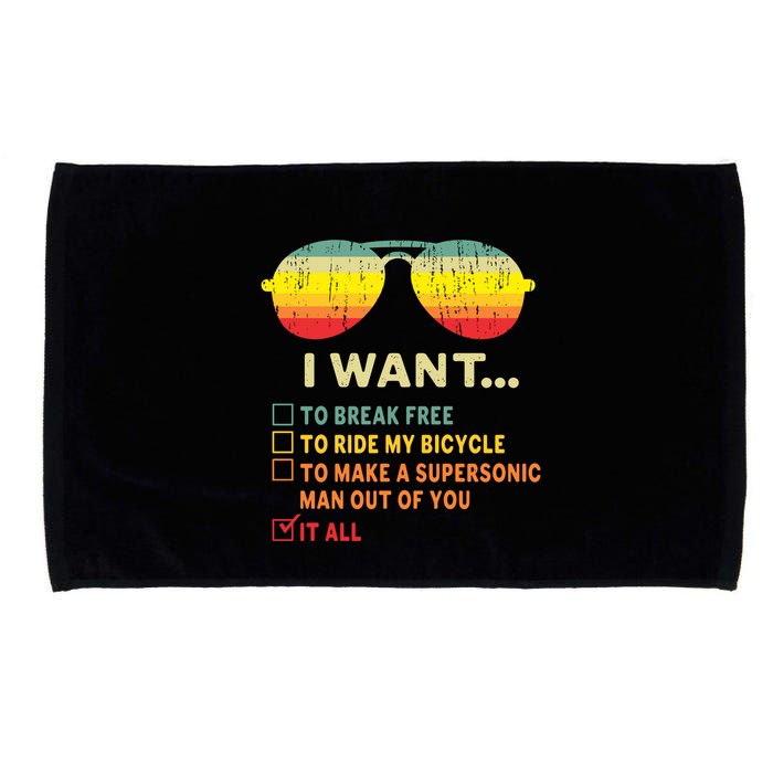 I Want It All To Break Free Ride My Bicycle Funny Microfiber Hand Towel