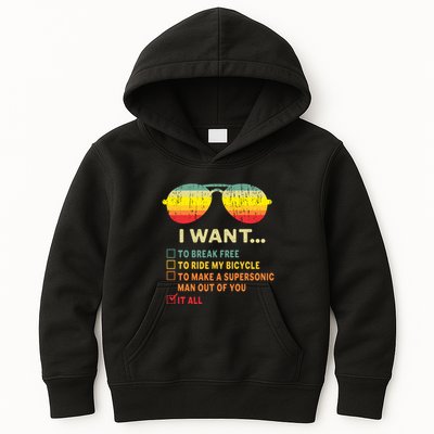 I Want It All To Break Free Ride My Bicycle Funny Kids Hoodie