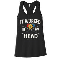 It Worked In My Head  Billiard Pool Player Sports Lover Women's Racerback Tank