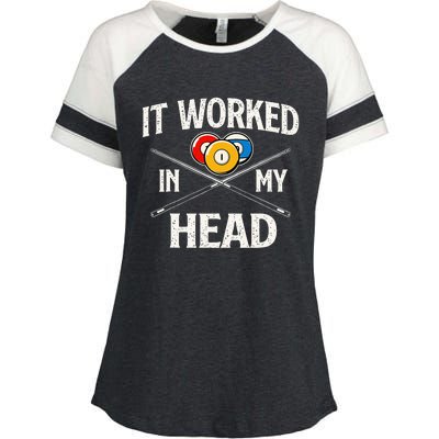 It Worked In My Head  Billiard Pool Player Sports Lover Enza Ladies Jersey Colorblock Tee