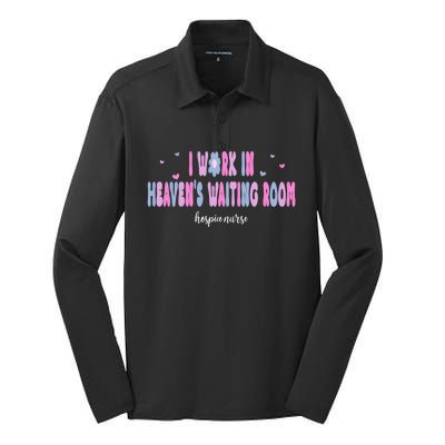 I Work In HeavenS Waiting Room Hospice Nurse For Mom Nurse Meaningful Gift Silk Touch Performance Long Sleeve Polo