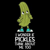 I Wonder If Pickles Think About Me Too Pickle Lover Flat Bill Trucker Hat