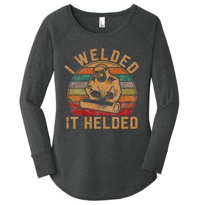 I Welded It Helded Welder Gift Fun Retro Welding Silhouette Women's Perfect Tri Tunic Long Sleeve Shirt