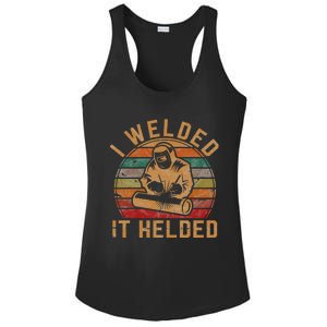 I Welded It Helded Welder Gift Fun Retro Welding Silhouette Ladies PosiCharge Competitor Racerback Tank