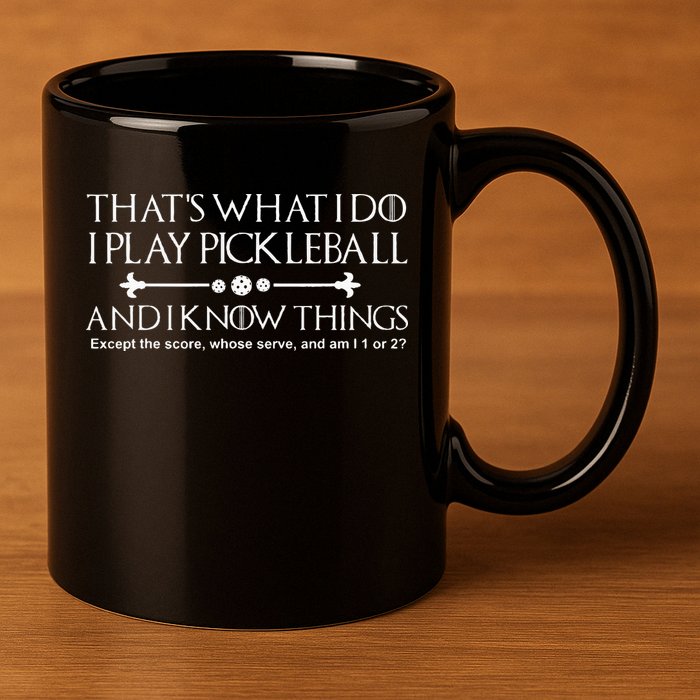 It's What I Do I Play Pickleball and I Know Things Except 11oz C Handle Ceramic Mug