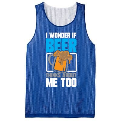 I Wonder If Beer Thinks About Me Too Gift Mesh Reversible Basketball Jersey Tank