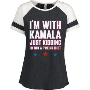 IM With Kamala Just Kidding Not Idiot Retro Election 2024 Enza Ladies Jersey Colorblock Tee