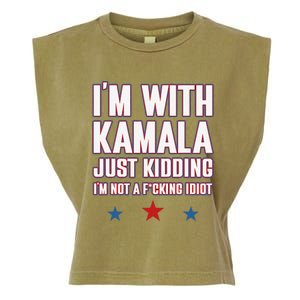 IM With Kamala Just Kidding Not Idiot Retro Election 2024 Garment-Dyed Women's Muscle Tee