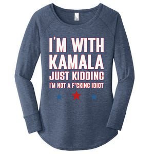 IM With Kamala Just Kidding Not Idiot Retro Election 2024 Women's Perfect Tri Tunic Long Sleeve Shirt