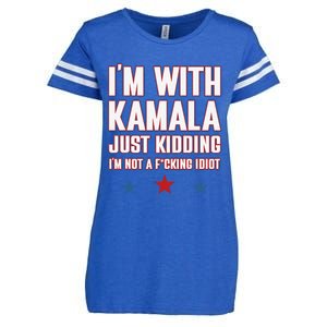 IM With Kamala Just Kidding Not Idiot Retro Election 2024 Enza Ladies Jersey Football T-Shirt