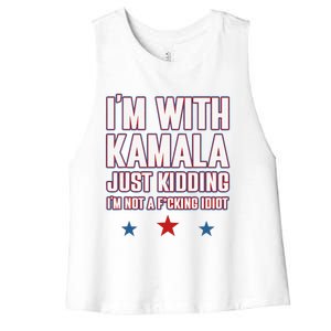 IM With Kamala Just Kidding Not Idiot Retro Election 2024 Women's Racerback Cropped Tank