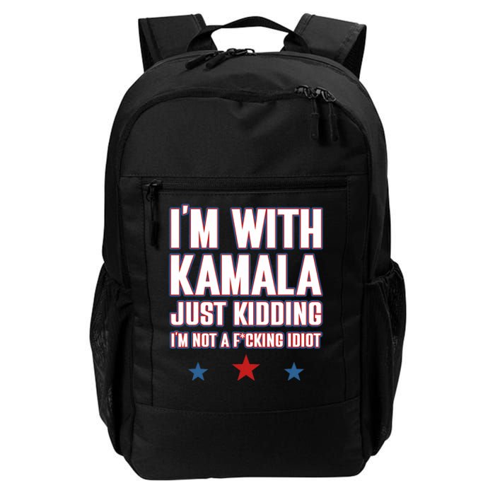 IM With Kamala Just Kidding Not Idiot Retro Election 2024 Daily Commute Backpack