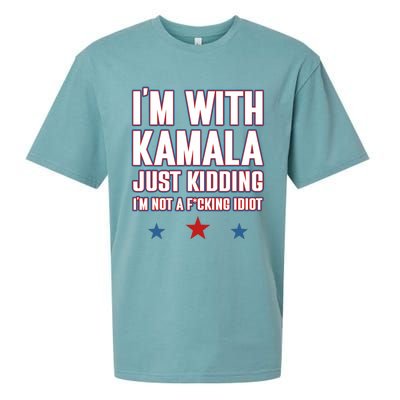 IM With Kamala Just Kidding Not Idiot Retro Election 2024 Sueded Cloud Jersey T-Shirt