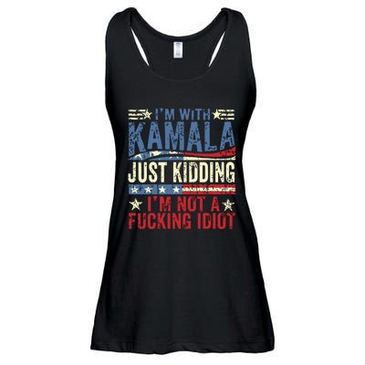 IM With Kamala Just Kidding IM Not A Fucking Idiot Funny Ladies Essential Flowy Tank