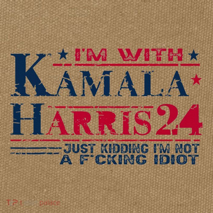 IM With Kamala Just Kidding Not Idiot Retro Election 2024 Cotton Canvas Backpack
