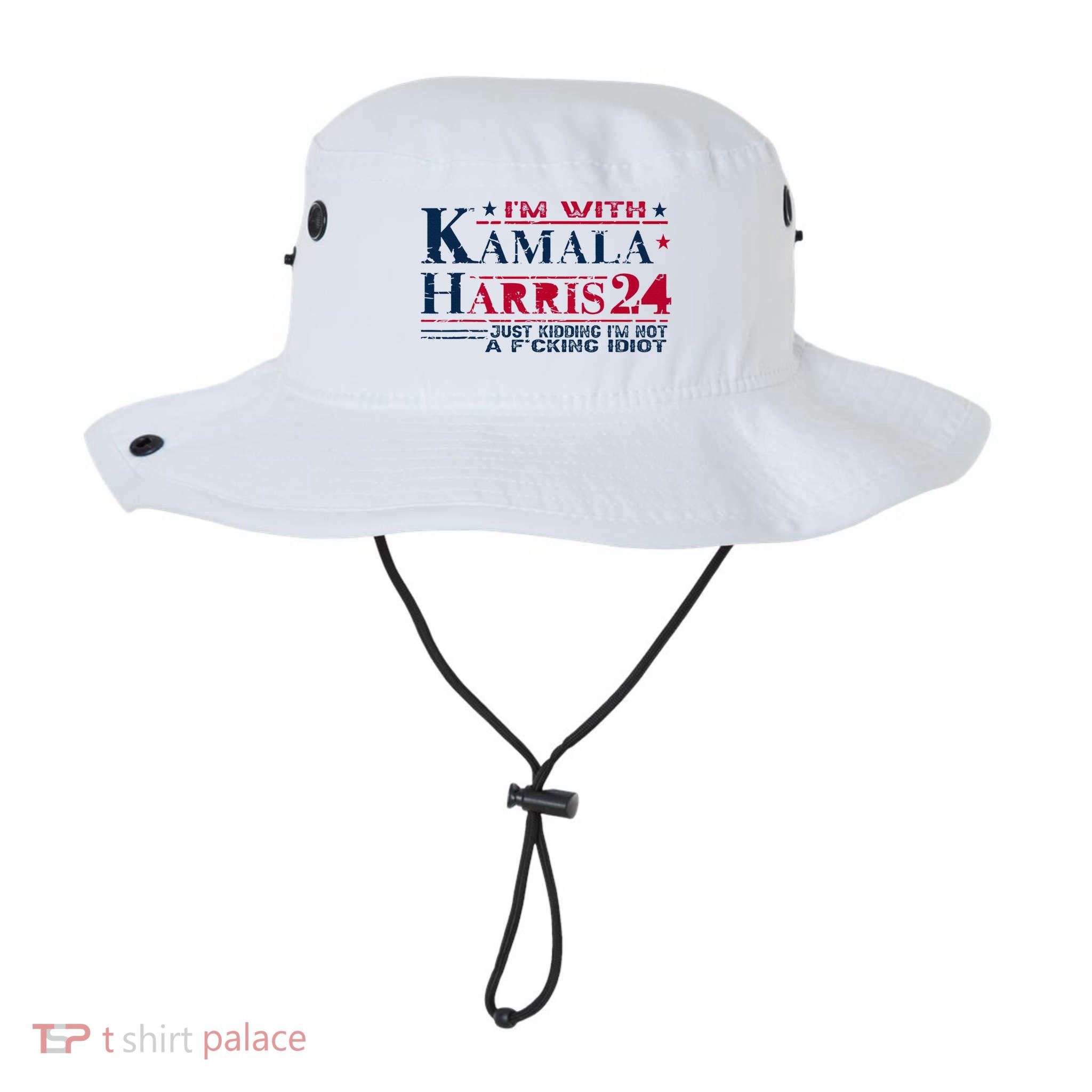 IM With Kamala Just Kidding Not Idiot Retro Election 2024 Bucket Hat