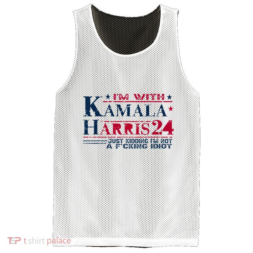 IM With Kamala Just Kidding Not Idiot Retro Election 2024 Mesh Reversible Basketball Jersey Tank