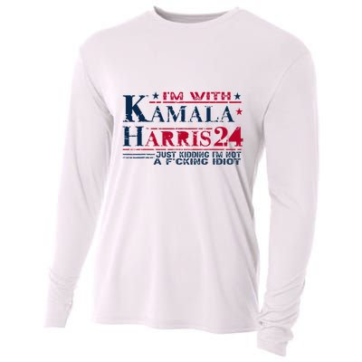 IM With Kamala Just Kidding Not Idiot Retro Election 2024 Cooling Performance Long Sleeve Crew
