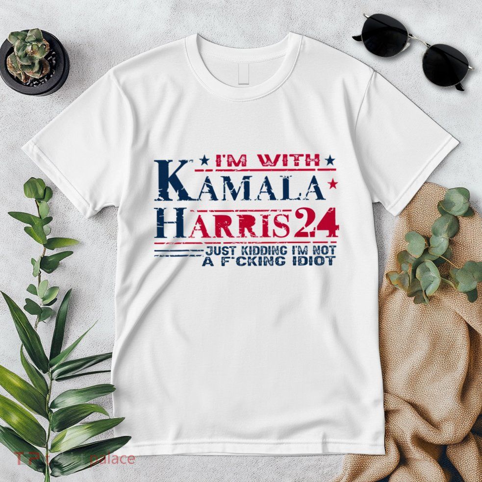 IM With Kamala Just Kidding Not Idiot Retro Election 2024 Premium T-Shirt