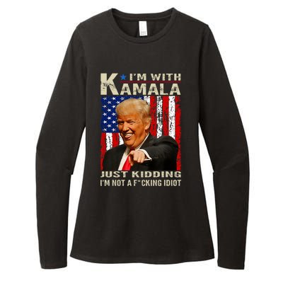 IM With Kamala Just Kidding IM Not A Fucking Idiot Womens CVC Long Sleeve Shirt