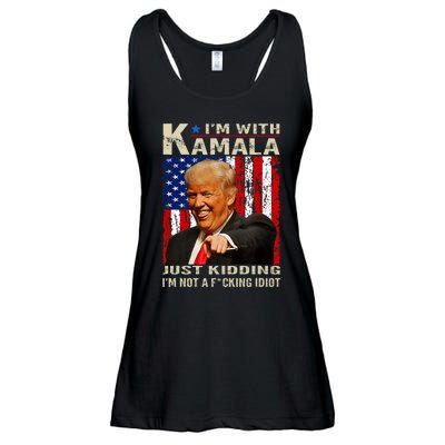 IM With Kamala Just Kidding IM Not A Fucking Idiot Ladies Essential Flowy Tank